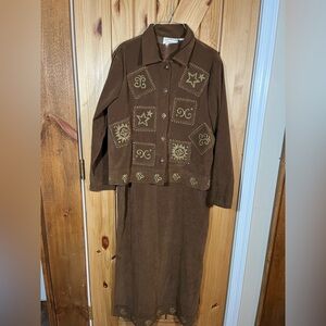 VTG Country Wear Casuals Lonnie G. Star Cowgirl Western 2-Piece Set Women's Med